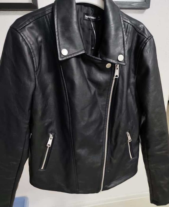 Kurtka "skórzana" czarna, rozmiar S 36/38, styl ramoneska