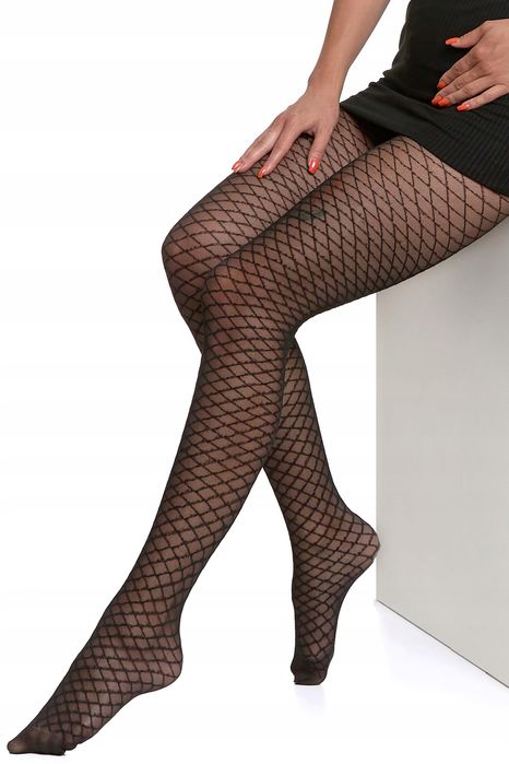 Moraj Rajstopy Czarne Wzór Siateczka 20 Den R.2