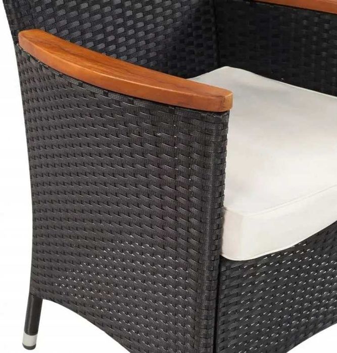 Krzesła ogrodowe VidaXL technorattan EXCLUSIVE czarny, drewno