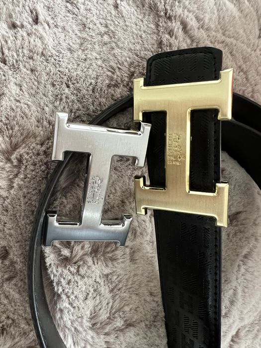 Pasek Hermes złota i srebrna klamra