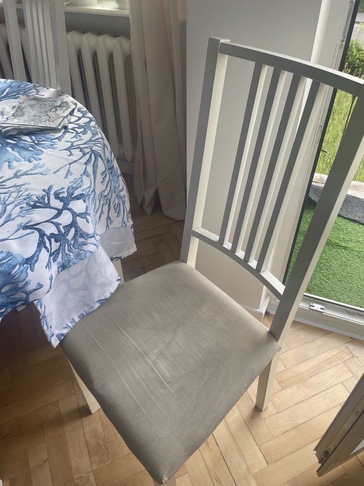 Biały stół ikea okrągły z 6krzeslami