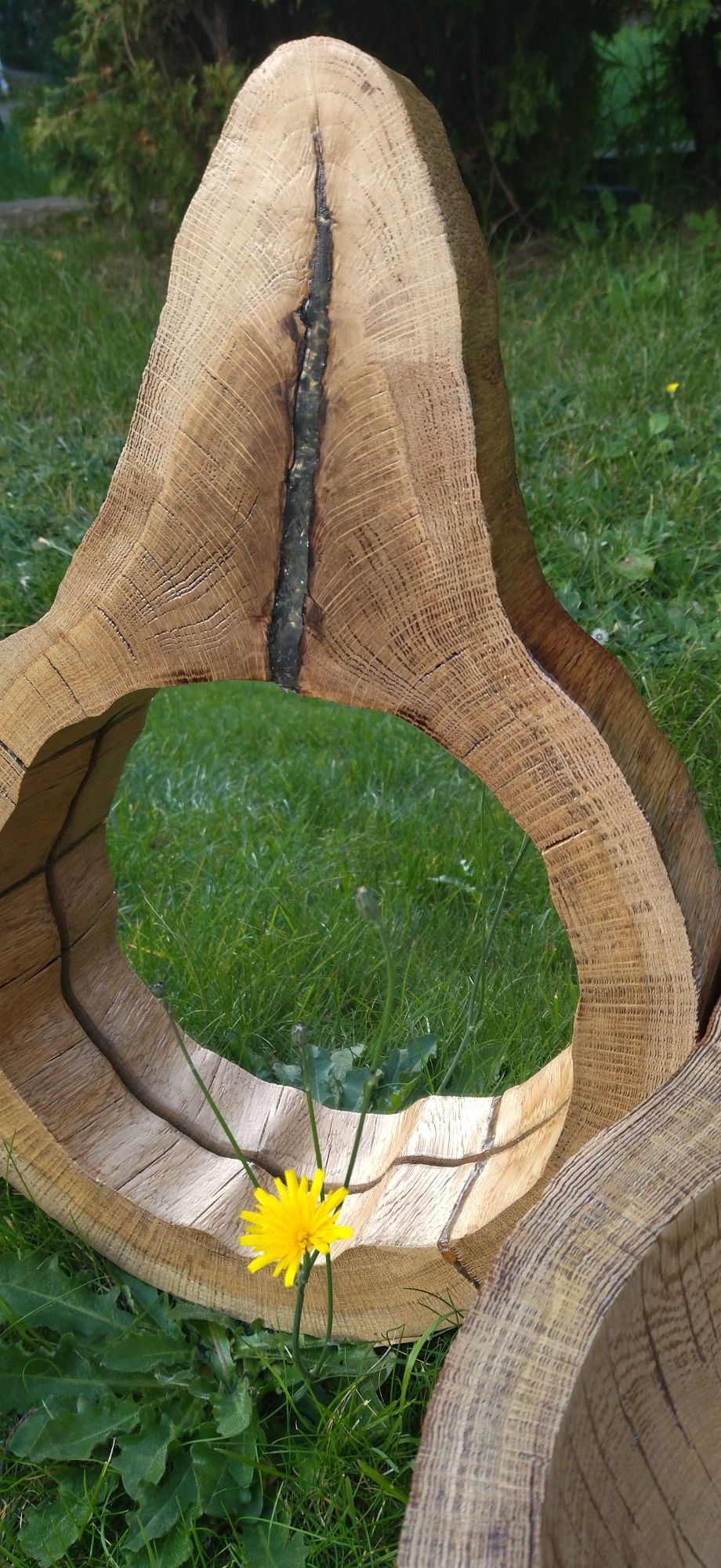 Komplet umywalka z lustrem z drewna