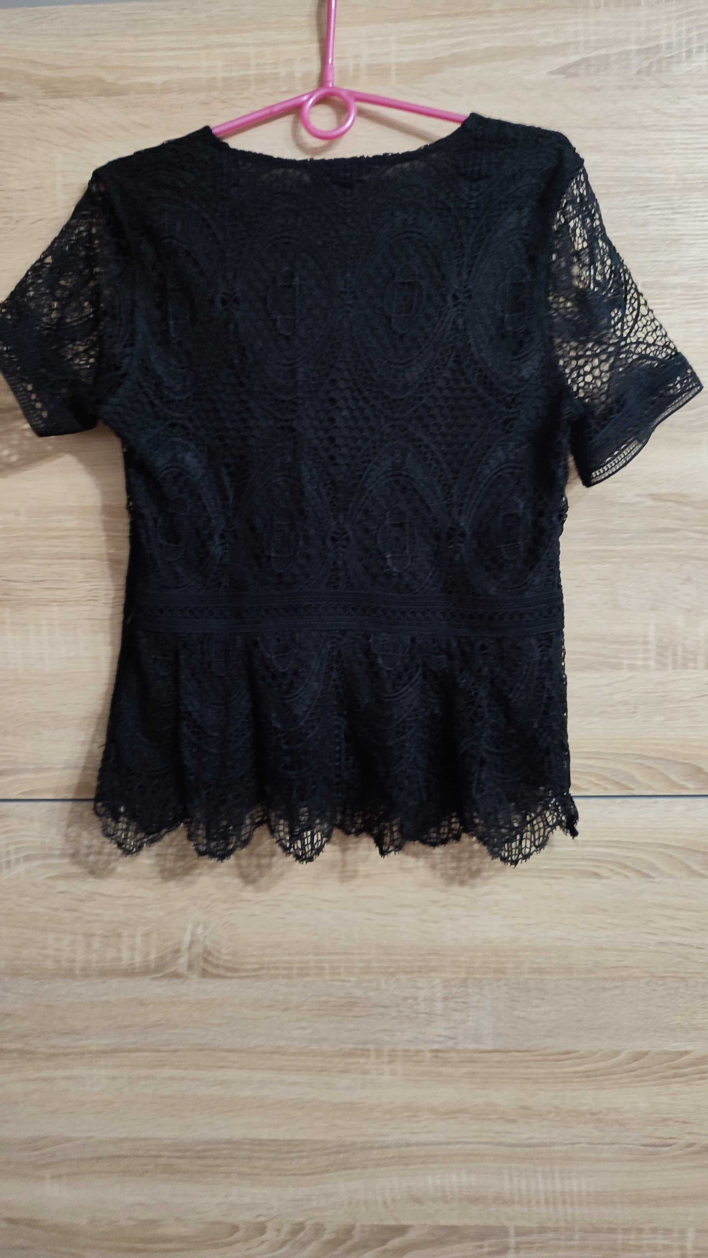 Czarna bluzka z koronką H&m