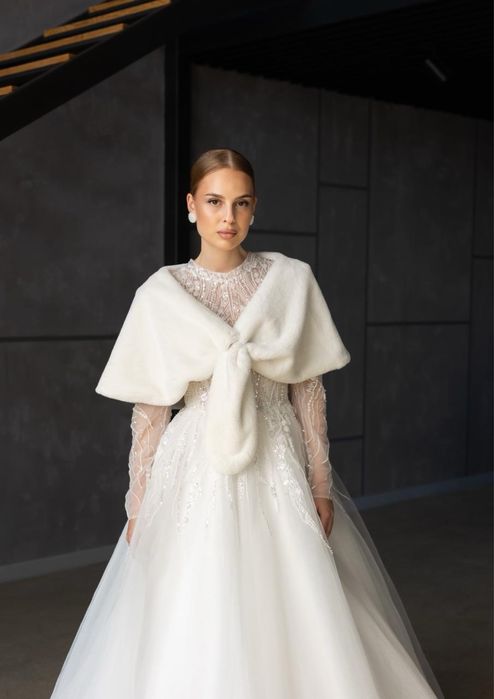 Болеро , хутряне болеро до весільної сукні , шубка айворі , шубка