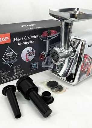 Мясорубка RAF R.3368 2500W из нержавеющей стали, 3 насадки