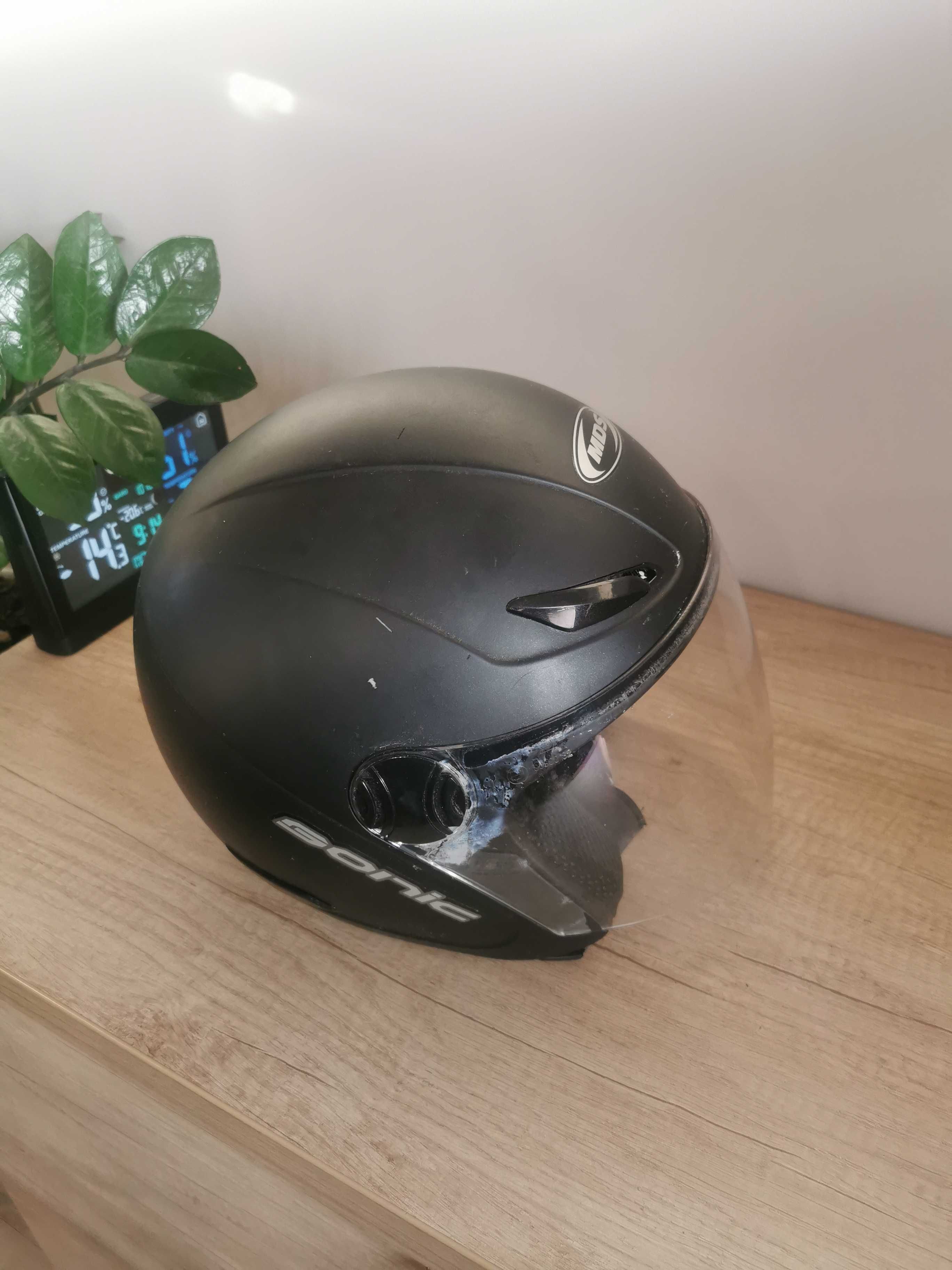 Kask motocyklowy otwarty  orzeszek MDS Sonic M czarny Mat