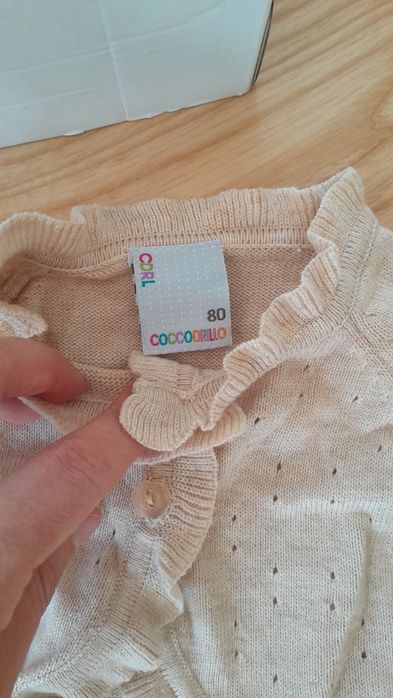 Piękny zestaw na chrzest Noeli r.74 – sukienka + buciki + czapeczka