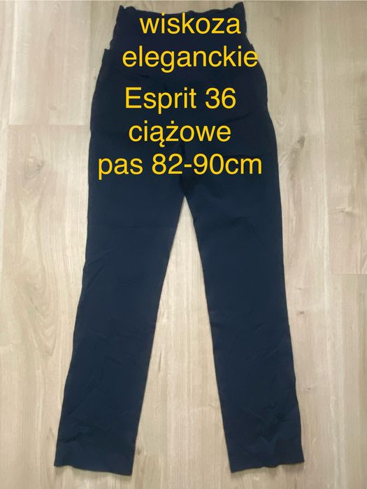 Esprit 36 S ciążowe granatowe wiskoza spodnie elegancie biuro praca