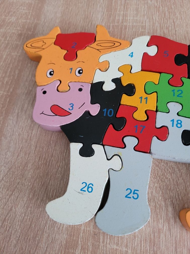 Puzzle drewniane nauka liter i liczb