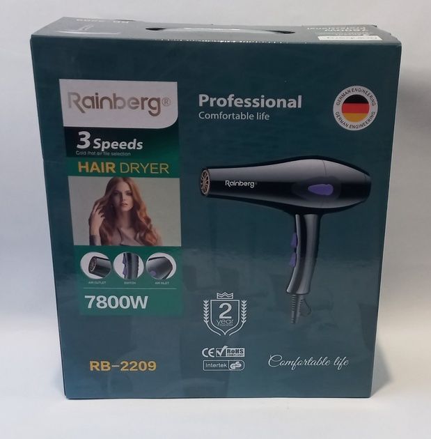 Професійний фен для волосся Rainberg RB-2209 7800W / Потужний фен !!!