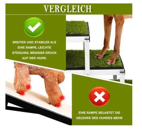 Składane Schody Rampka Dla Psów 71 cm z Sztuczną Trawą Snagle Paw