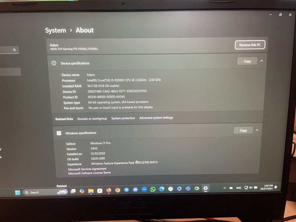 ASUS TUF Gaming F15 FX506LI 144HZ