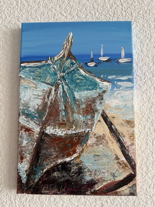 Картина акрилом на хомтв на підрамнику Лодка