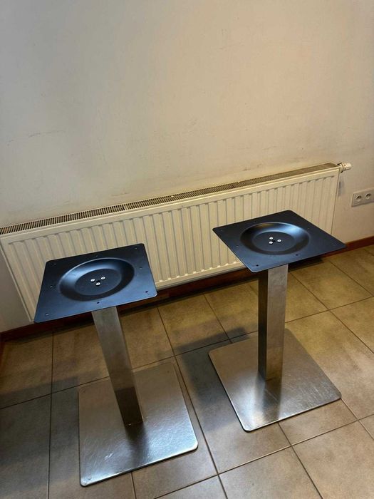 Postument do stołu, podstawa, noga metalowa, srebrna