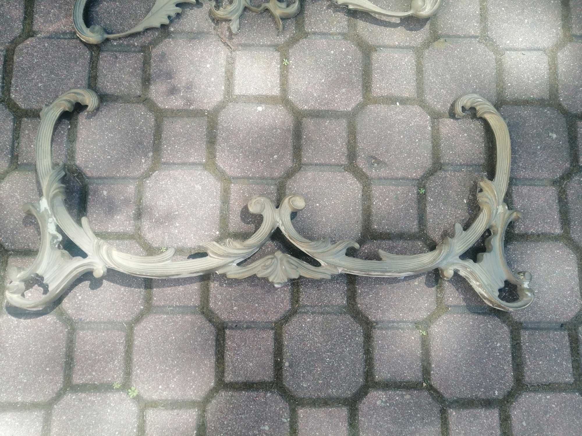 Unikatowa mosiężna duża ozdoba aplikacja lustro kominek