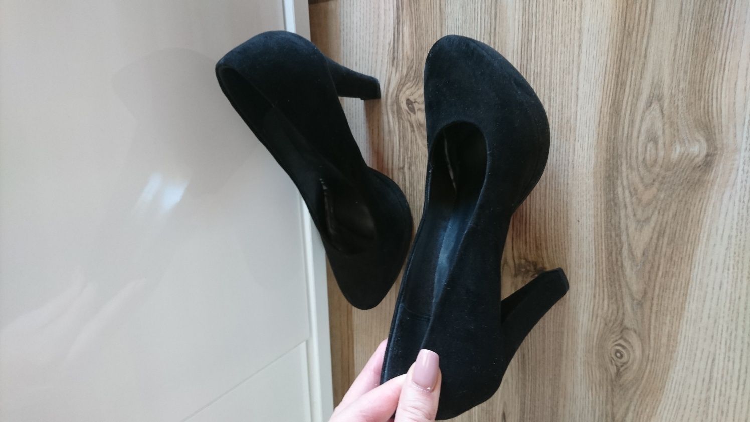 Czarne półbuty obcasy na platformie klasyczne eleganckie r. 38
