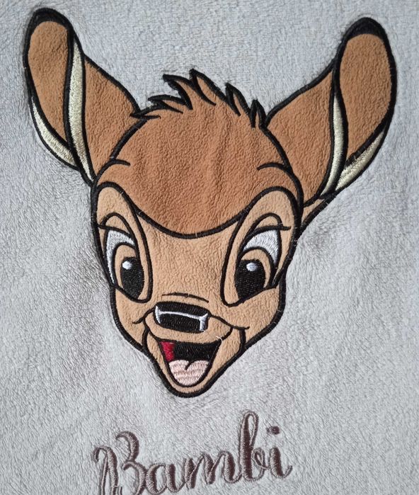 Cieplutki  jasnopopielaty polar DISNEY z aplikacją Bambi rozmiar XS .