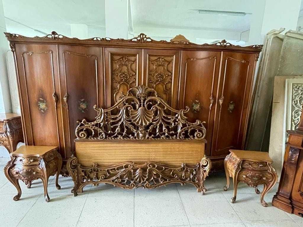 Sypialnia barokowa włoska łóżko komoda szafa