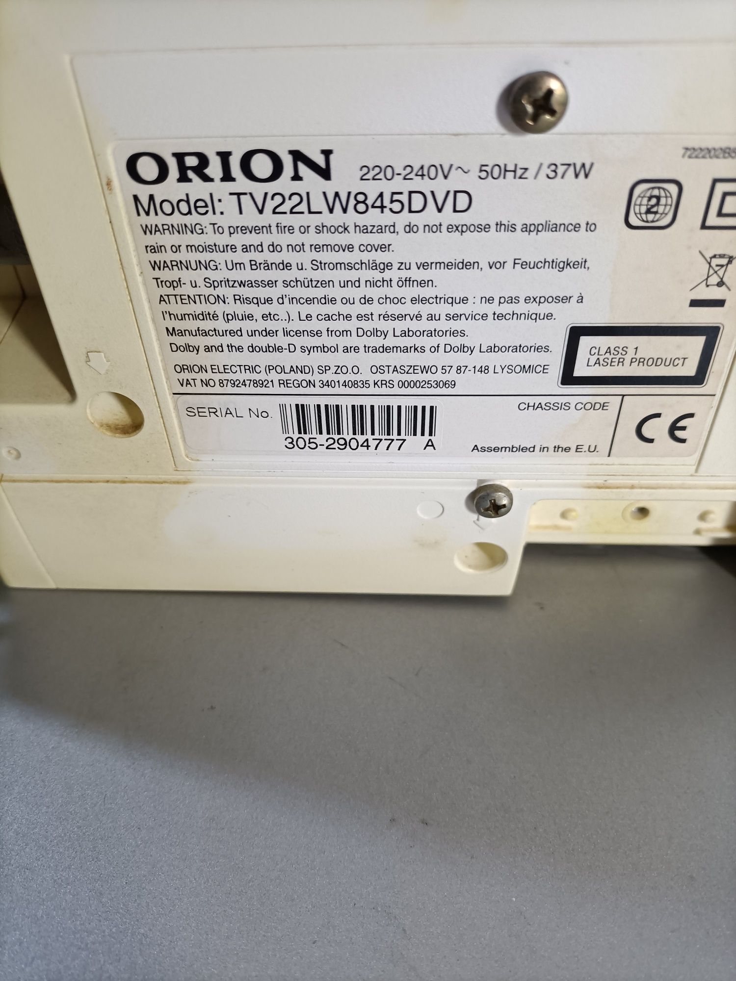 Telewizor ORION 22cal  Dvd z pilotem