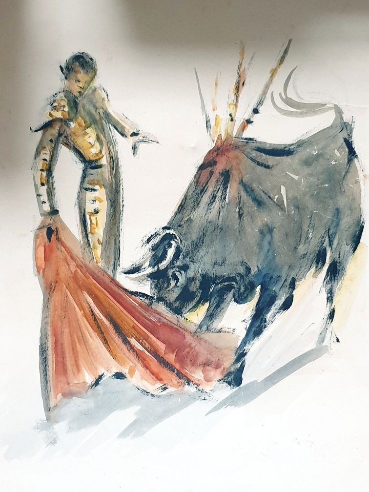 Tauromaquia:  2 fantásticas aguarelas assinadas