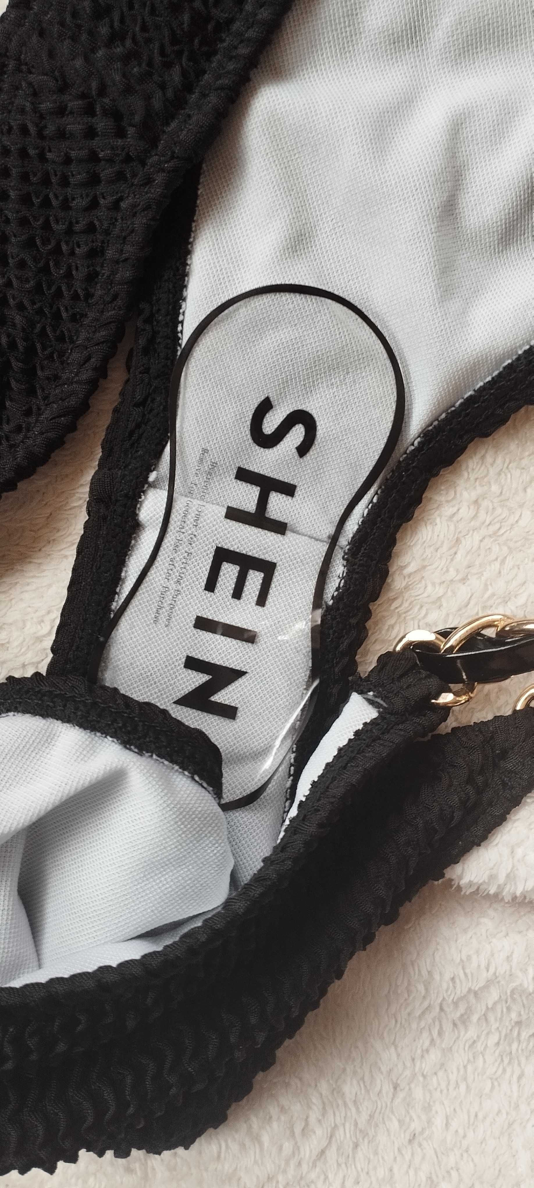 Strój kąpielowy ,bikini  czarne ze złotymi dodatkami Sheine
