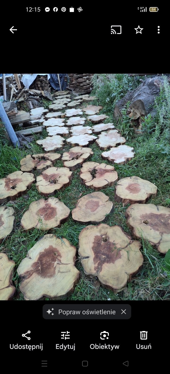 Plastry akacji na stolik kawowy zegar  około 200 sztuk pakiet