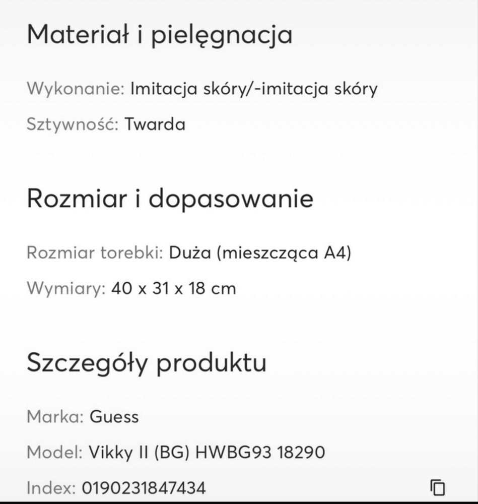 Torebka czarna Guess duża