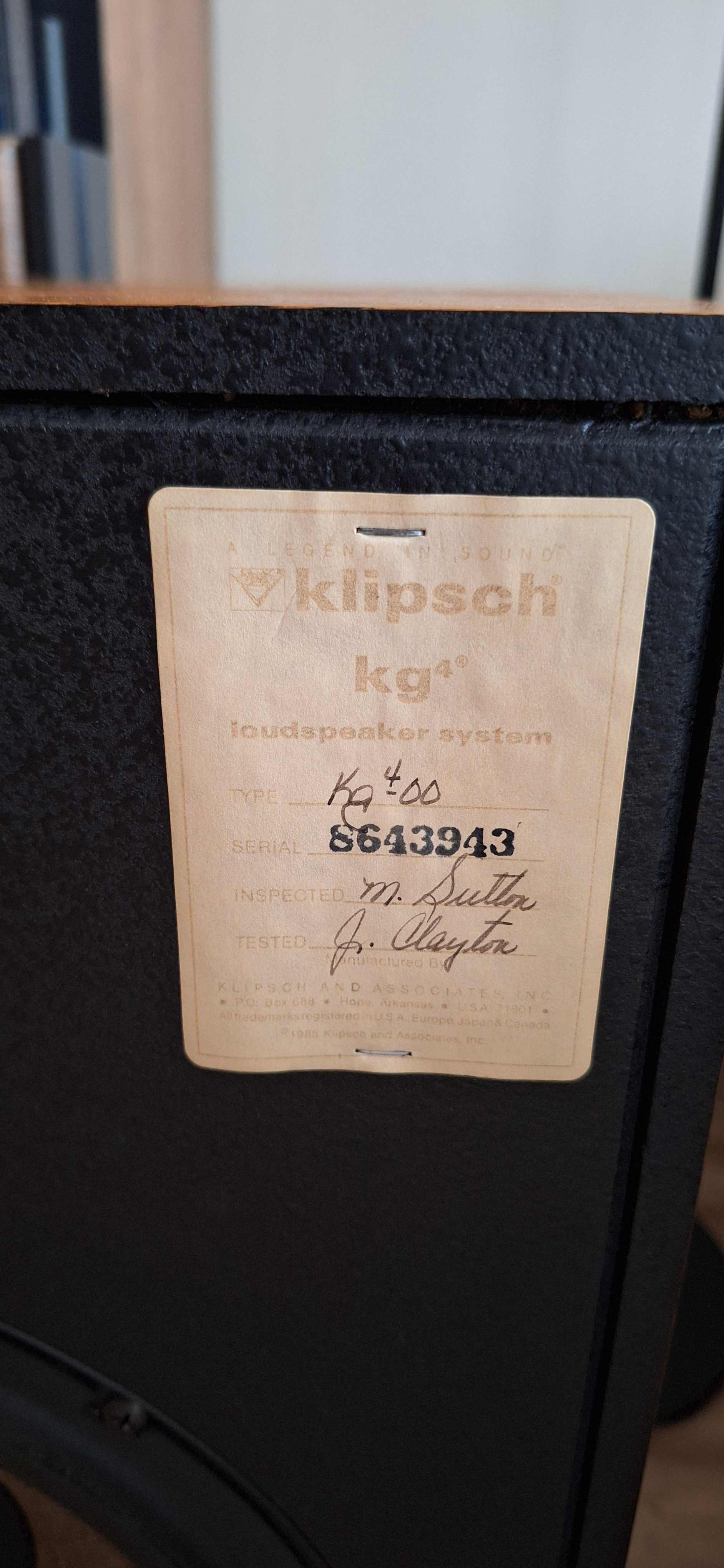 Przepiękne Kolumny KLIPSCH KG-4 86 ROK MADE IN USA & Japan ! Potęga !