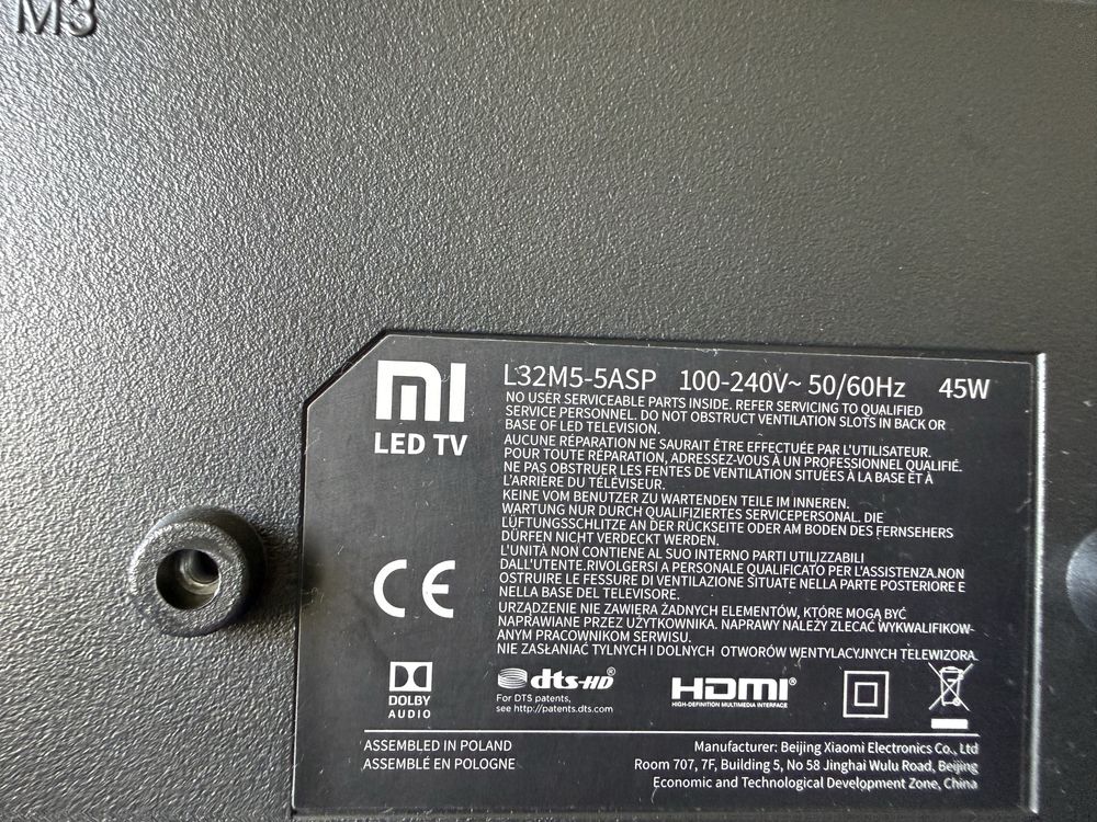 Telewizor smart tv Mi 32” Uchwyt ścienny