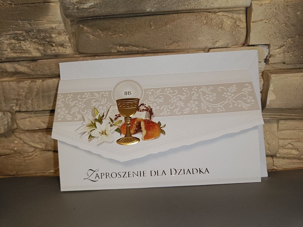 Zaproszenie na Komunię Św. dla dziadka, komunia, nowe