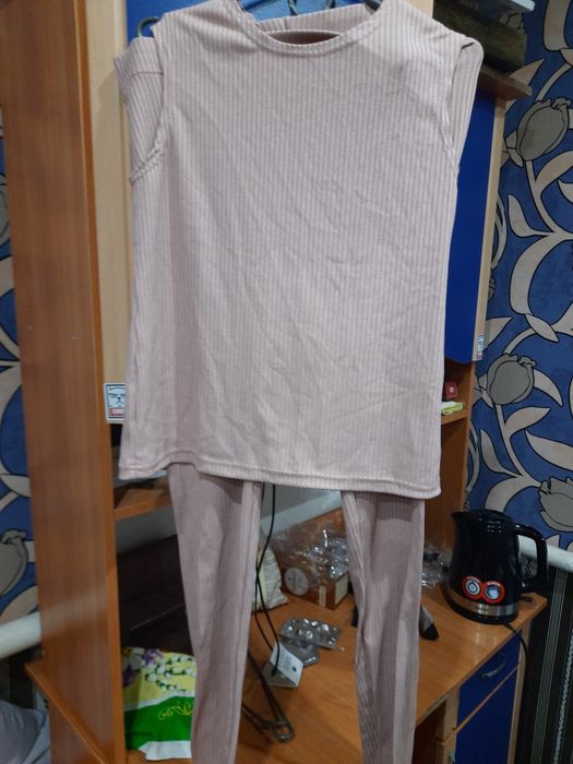 Костюм-трійка - кардиган тринитка на флісі, майка і лосіни рубчик