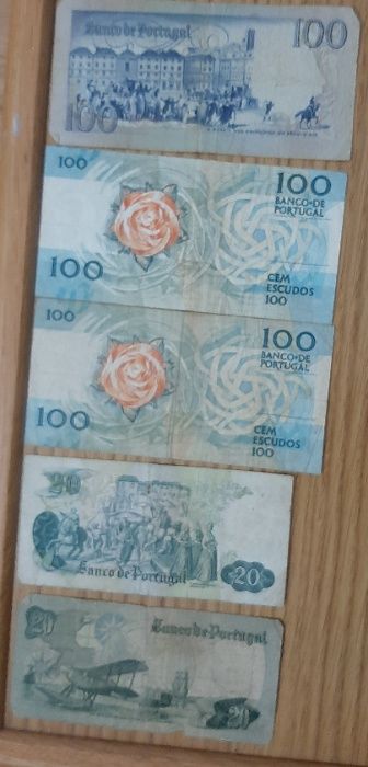 lote de cinco notas de escudo