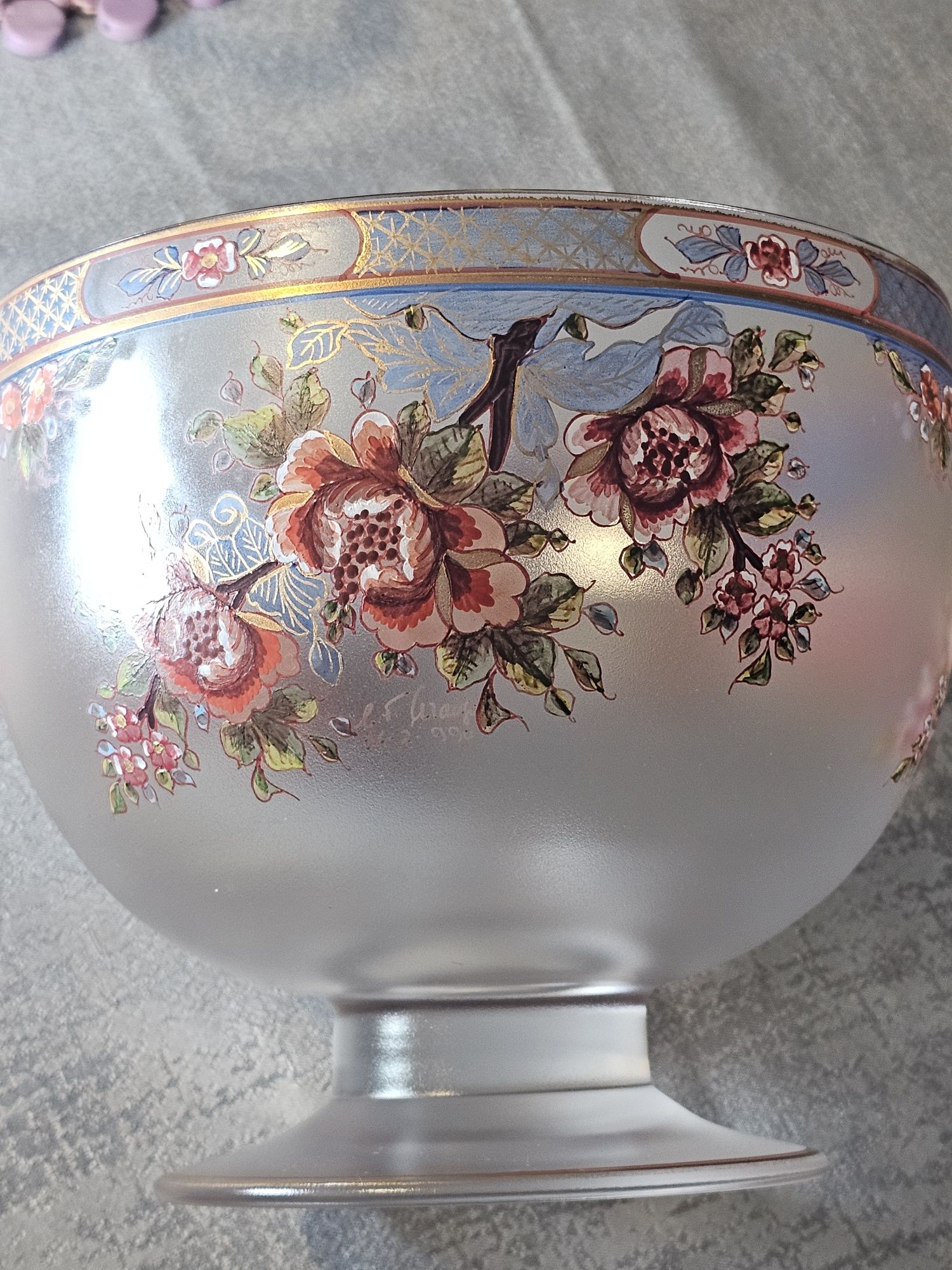 Fruteira de cristal pintada à mão