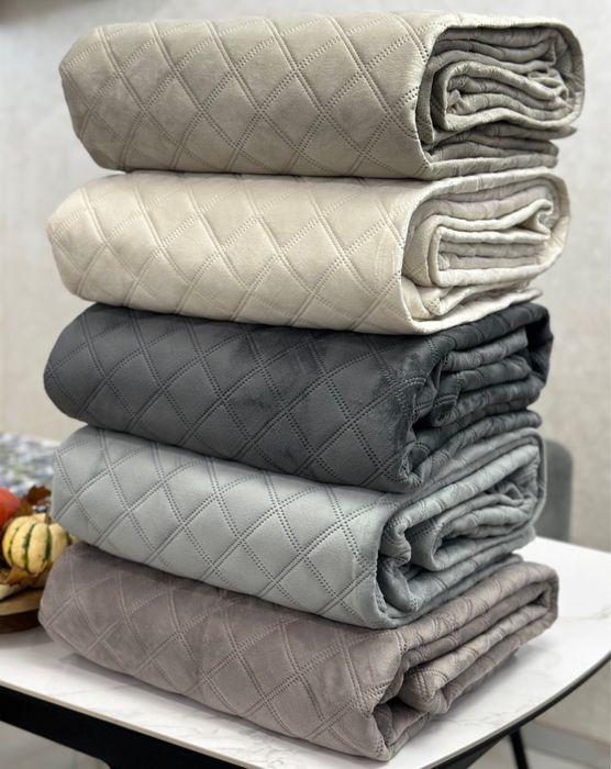 Двостороннє велюрові котонові накидки покривала "Ромби" Colorful Home