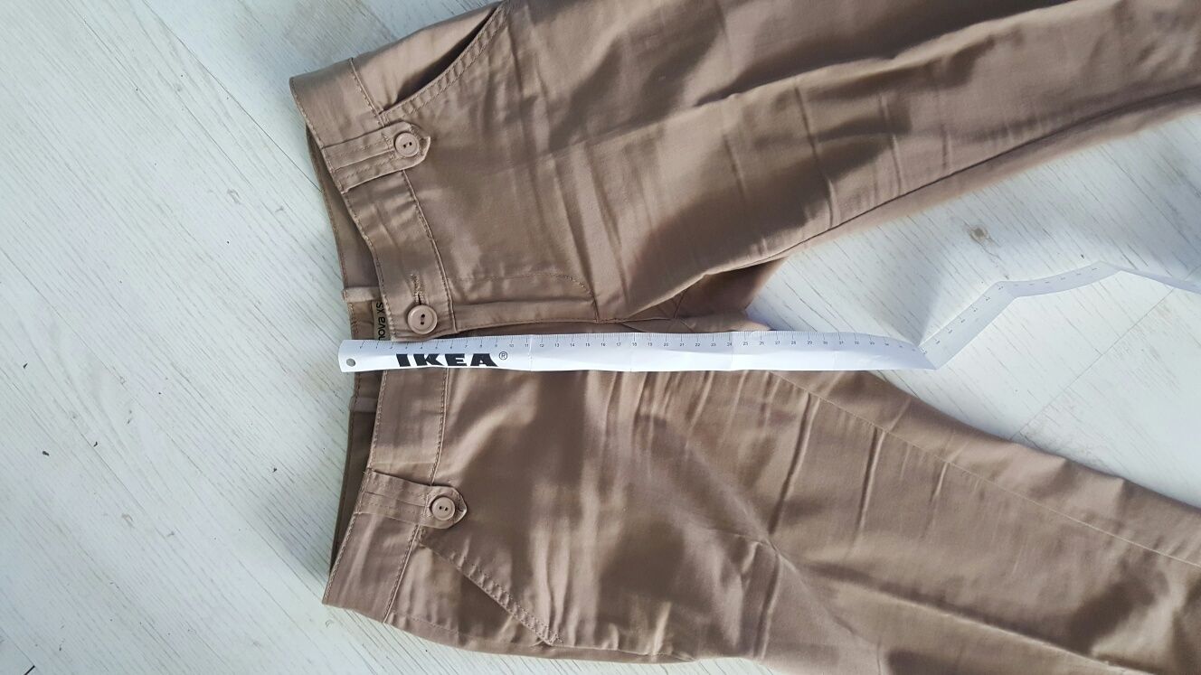 Eleganckie spodnie na kant rozm. 34 jasny brąz brązowy