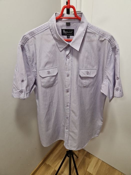 Koszula męska jasny fiolet krótki rękaw DH&AA men's collection roz.XXL