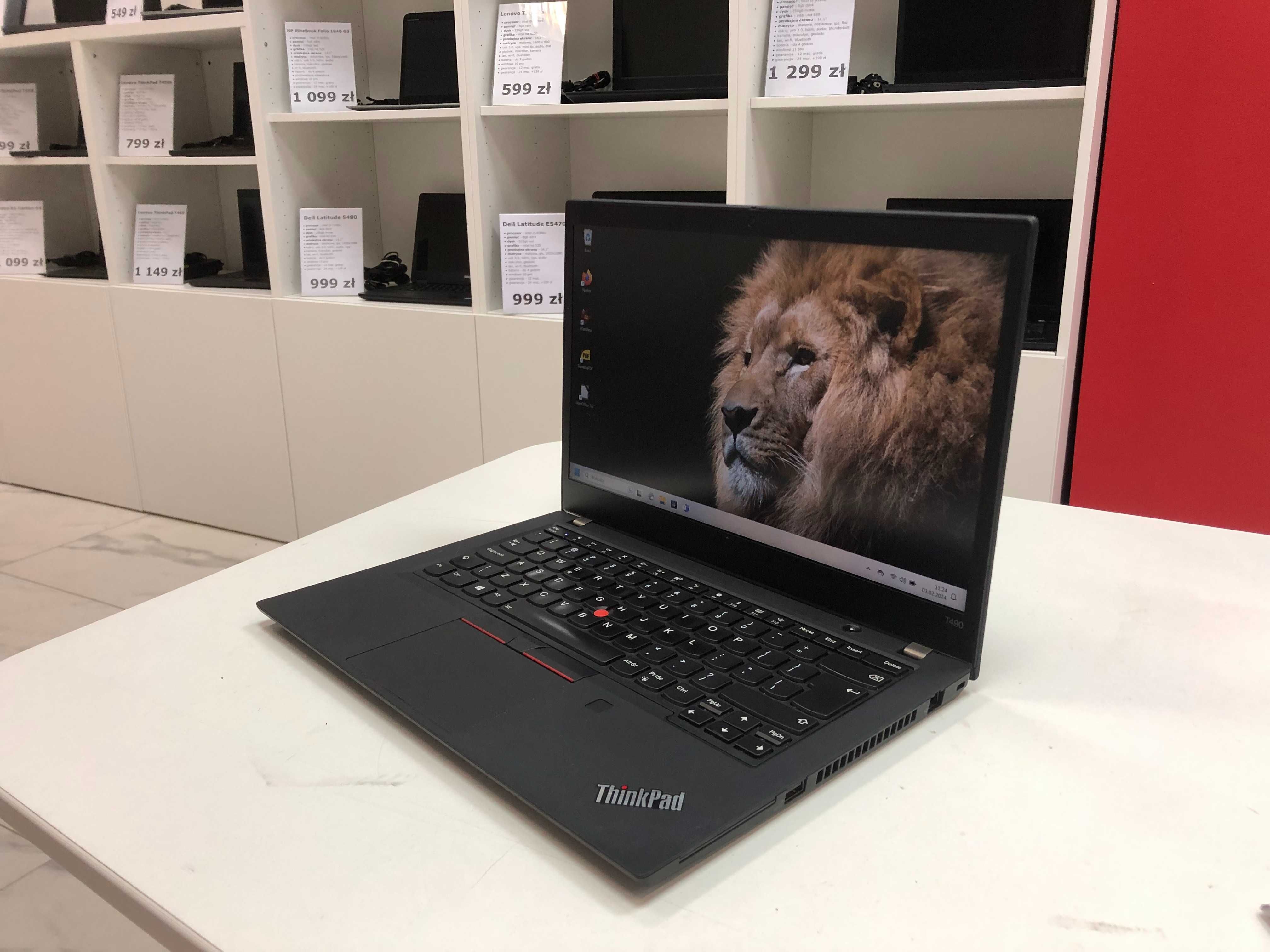 Biznesowy Lenovo ThinkPad T490 i5-8gen 16GB 512SSD IPS FHD Raty 0% FV