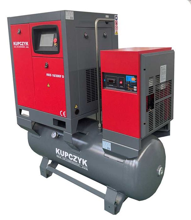 Kompresor śrubowy 950 l/min 7,5 KW Falownik Osuszacz Filtry Kupczyk