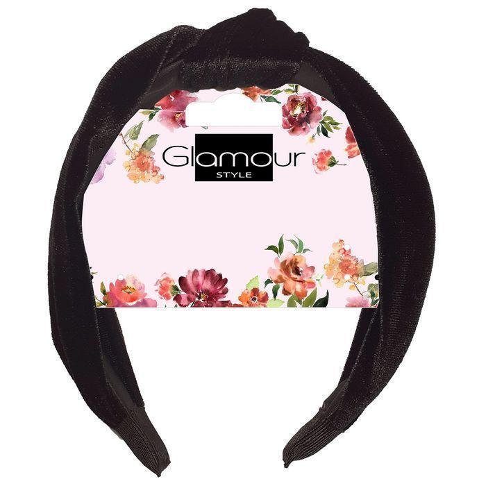 Glamour Opaska Do Włosów Z Węzłem Welurowa Czarna (P1)