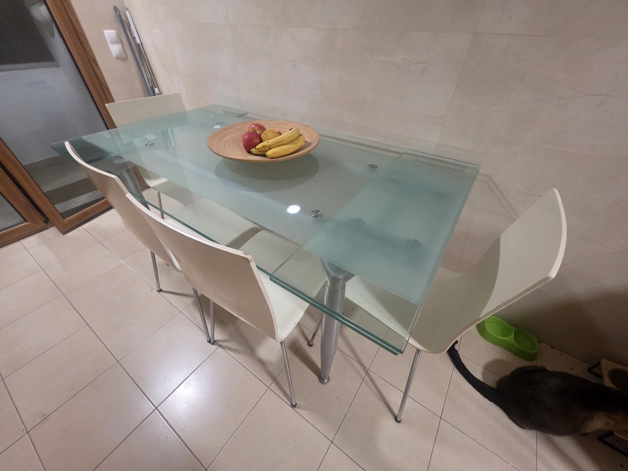 Mesa cozinha vidro + 4 cadeiras