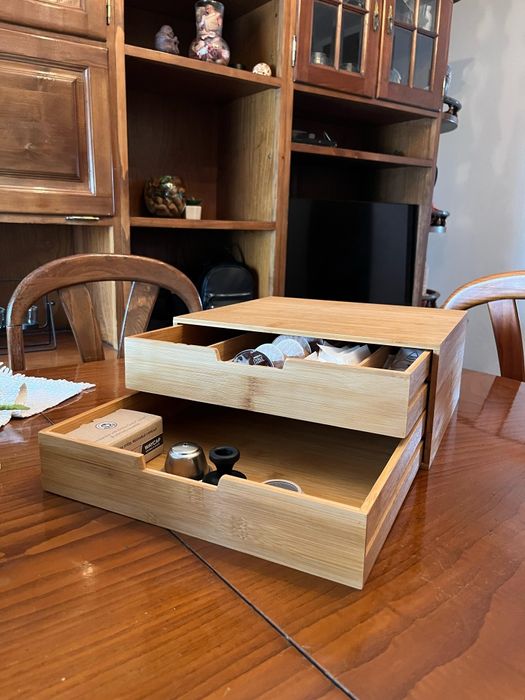 Vendo Caixa para Cápsulas em Bambu + Conjunto de Acessórios