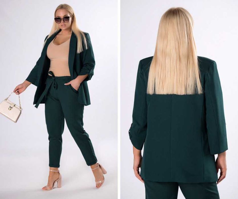 Garnitur damski ANET plus size (S-5XL)  butelkowa zieleń na zamówienie