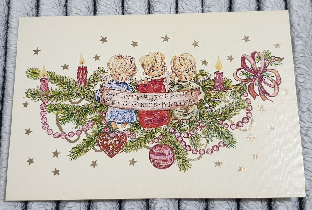 Wesołych Świąt Boże Narodzenie - kartki pocztowe malowane stopą