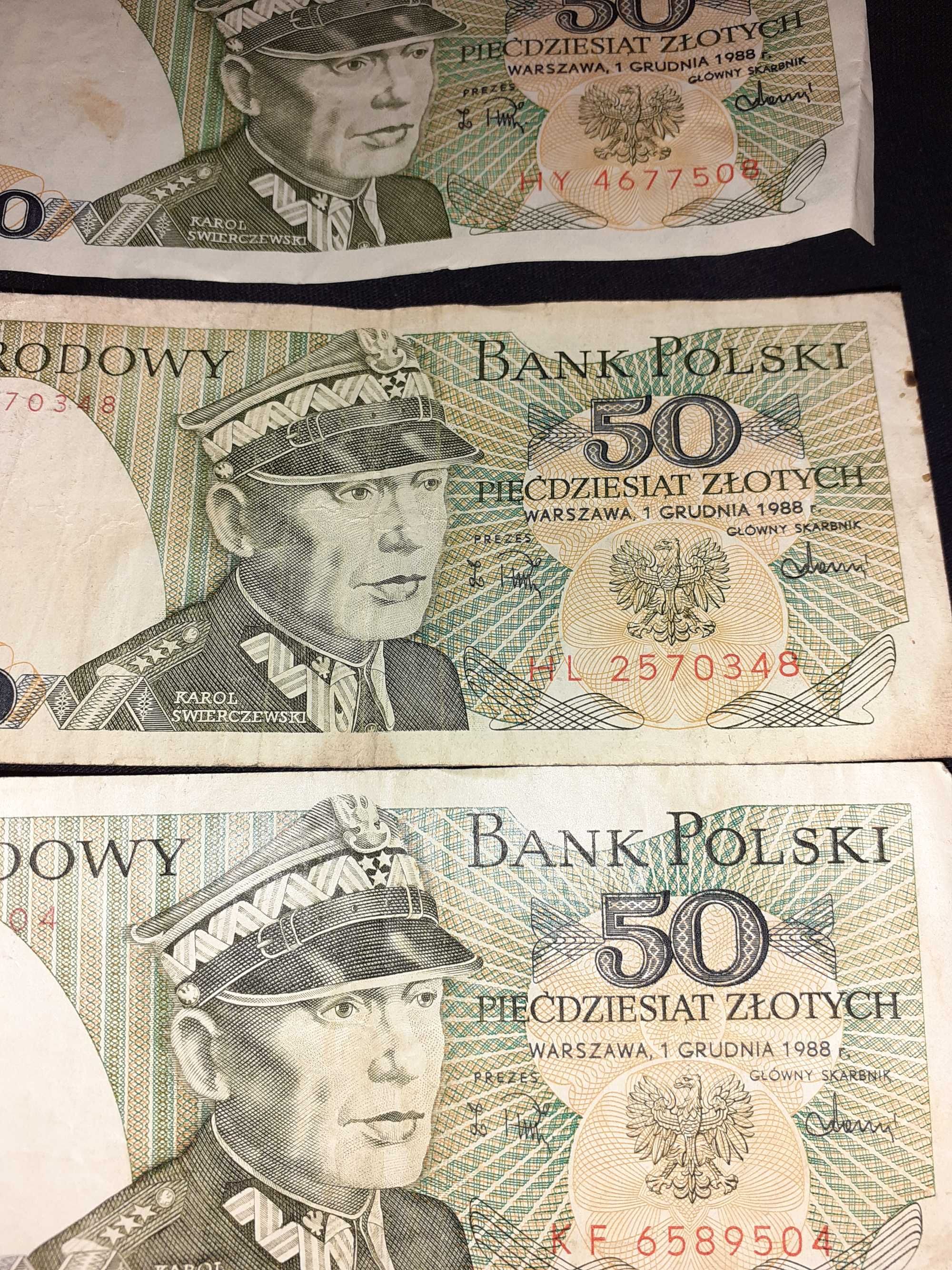 Banknoty 50 zł Świerczewski 1988 r. 6 szt.