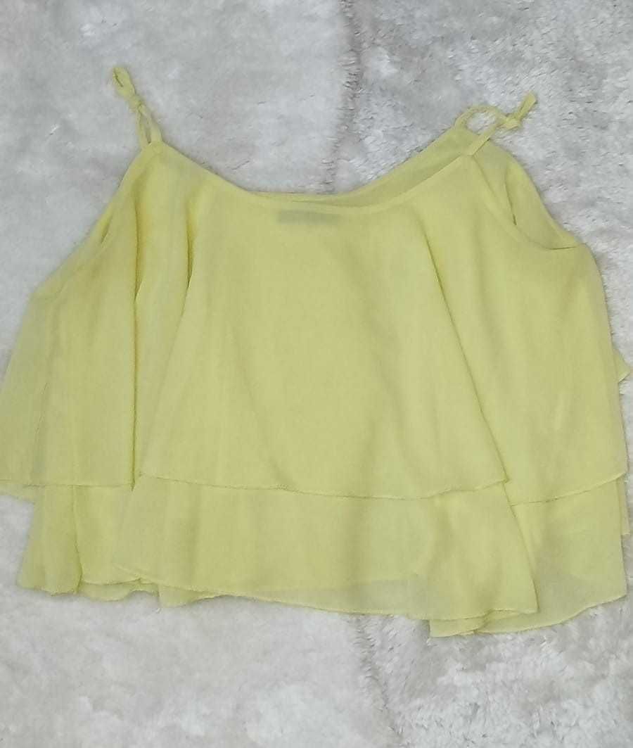 Top folhos amarelo S