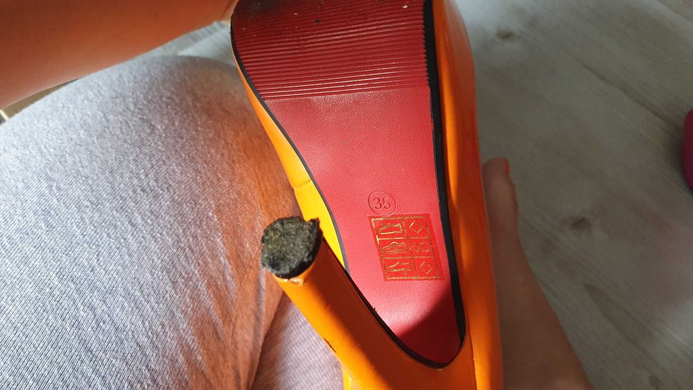 Pomarańczowe szpilki neon buty na platformie buty na obcasie