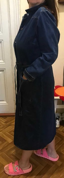 длинное джинсовое платье - плащ