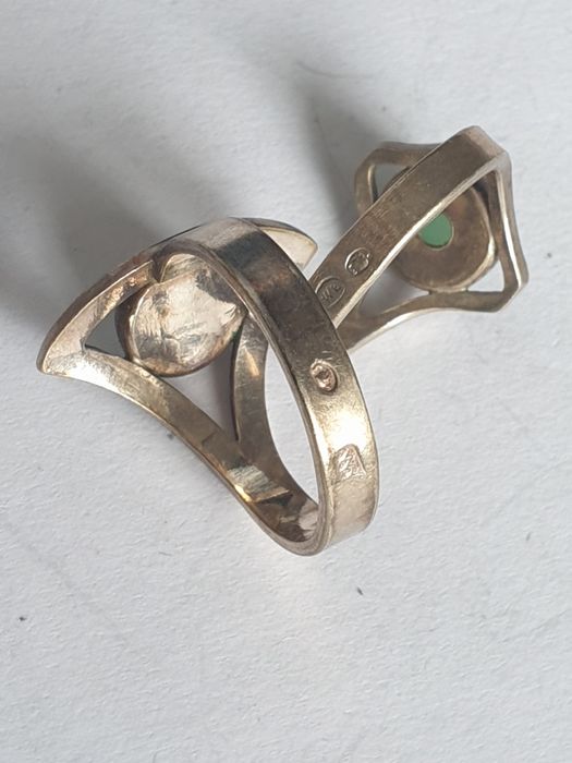 Warmet Srebrny pierścionek PRL chryzopraz srebro