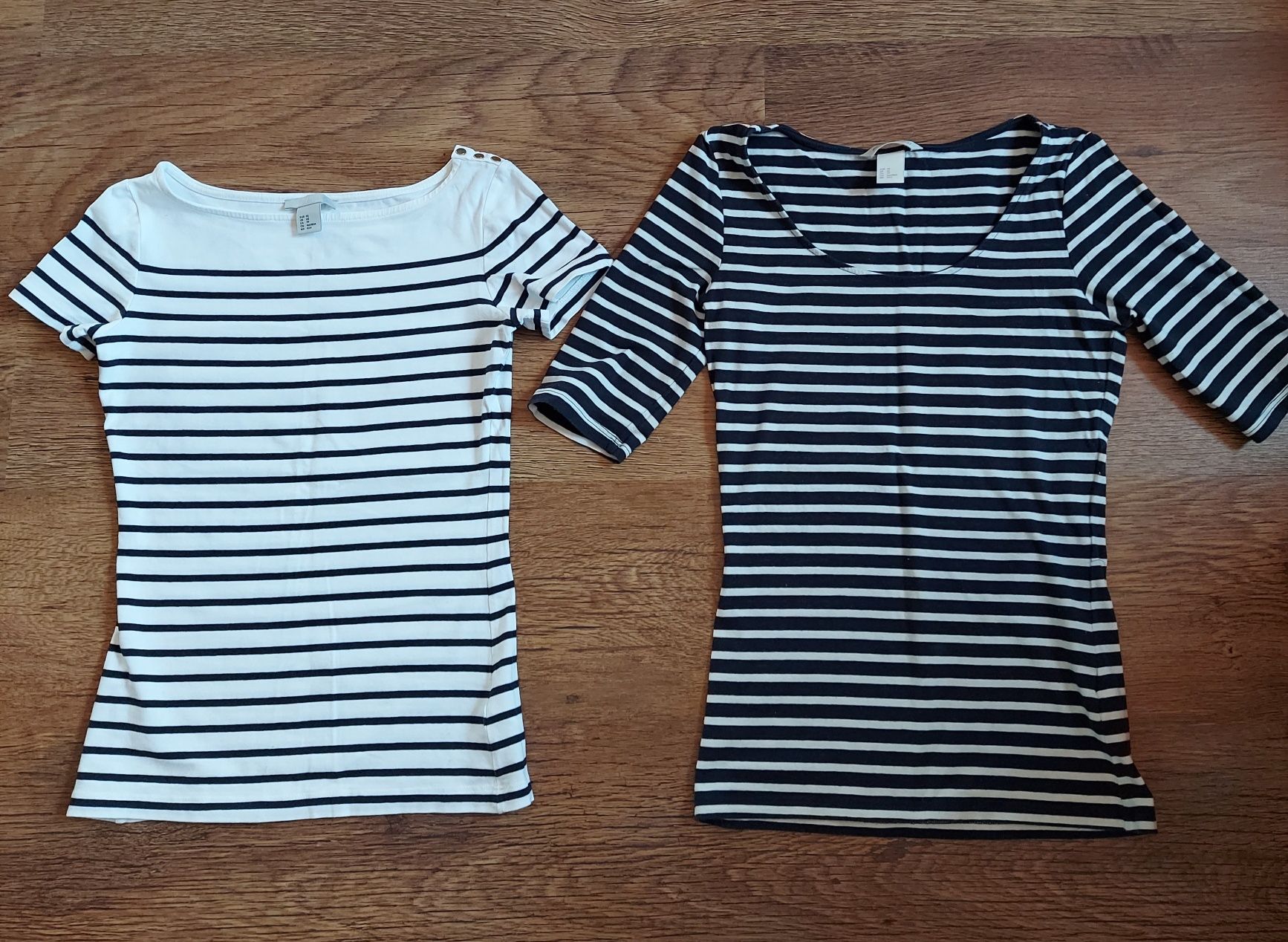 2 koszulki H&M, XS, w paski