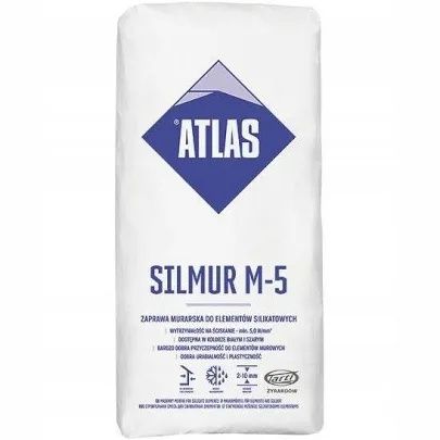 Atlas Silmur/25KG Zaprawa Murarska Cienkowarstwowa Biała M5